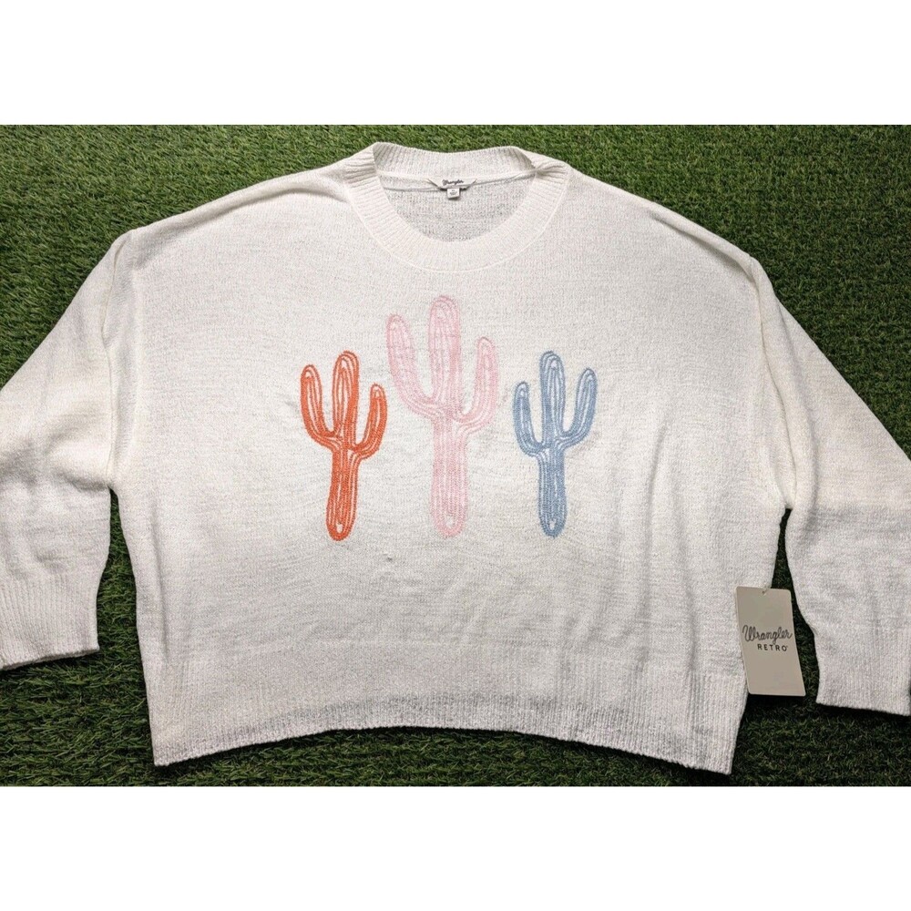 New With Tags Wrangler Women’s White Gauzy Knit Sweater Crop Top Size XL